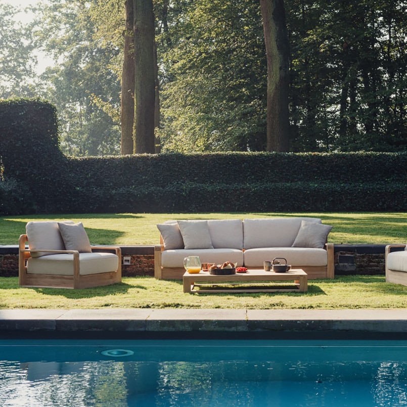 Salon de jardin gris clair et teck - Como - Gescova