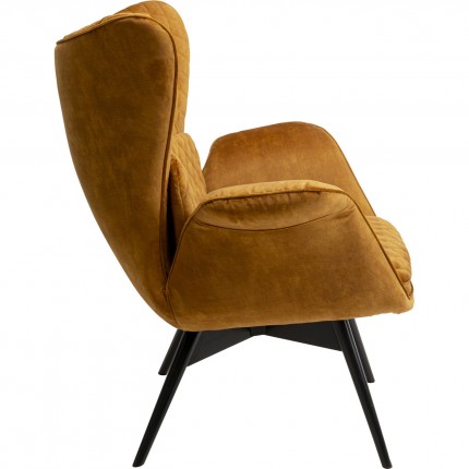 Fauteuil Tudor velours ocre Kare Design
