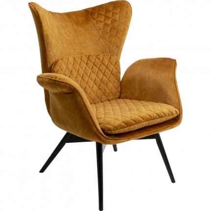 Fauteuil Tudor velours ocre Kare Design