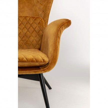Fauteuil Tudor velours ocre Kare Design