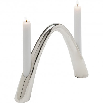 Candler Holder Bow Duo 21cm silver Kare Design