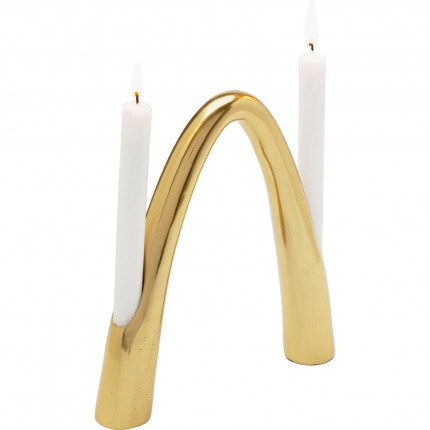 Candler Holder Bow Duo 25cm gold Kare Design