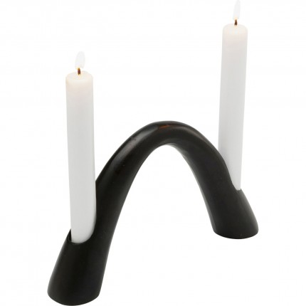 Bougeoir Bow Duo 13cm noir Kare Design