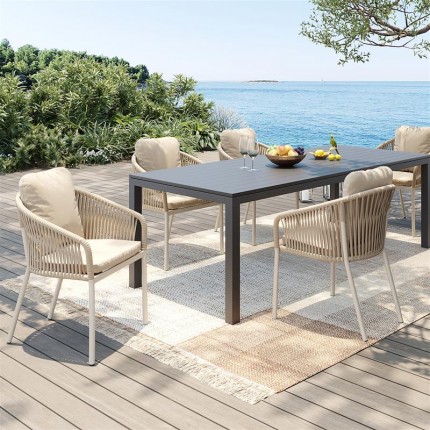 Outdoor chair with armrests Cyprus beige Kare Design