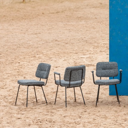 Chair with armrests Orelie black and white Kare Design