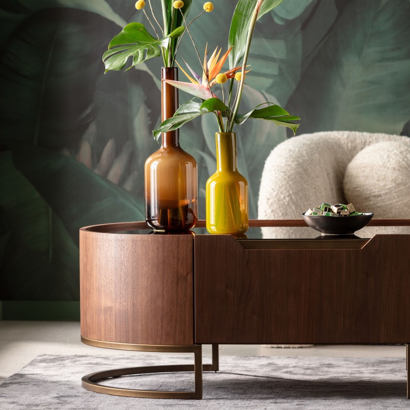 Table basse effet bois et verre avec tiroir - Giorgio - Kare Design