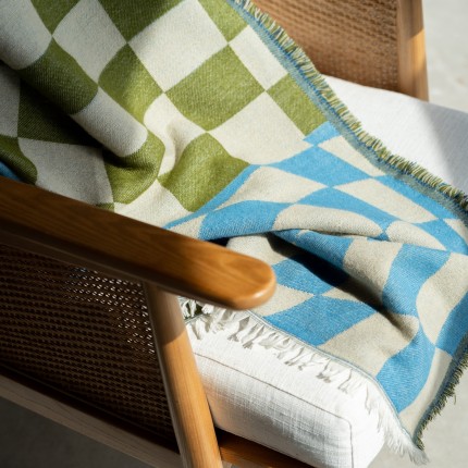 Plaid Checker bleu et vert 170x130cm Kare Design