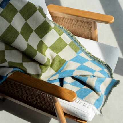 Plaid Checker bleu et vert 170x130cm Kare Design