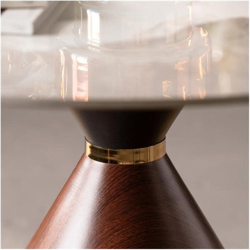 Table basse ronde en céramique blanc et effet bois - Cono - Kare Design