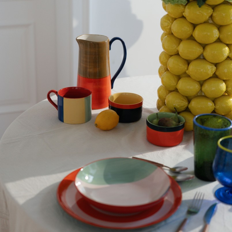 Carafe en grès vert et orange - Capri - Kare Design