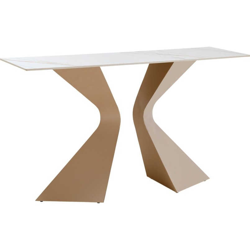 Console en grès blanc et acier beige - Gloria - Kare Design