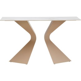 Console en grès blanc et acier beige - Gloria - Kare Design