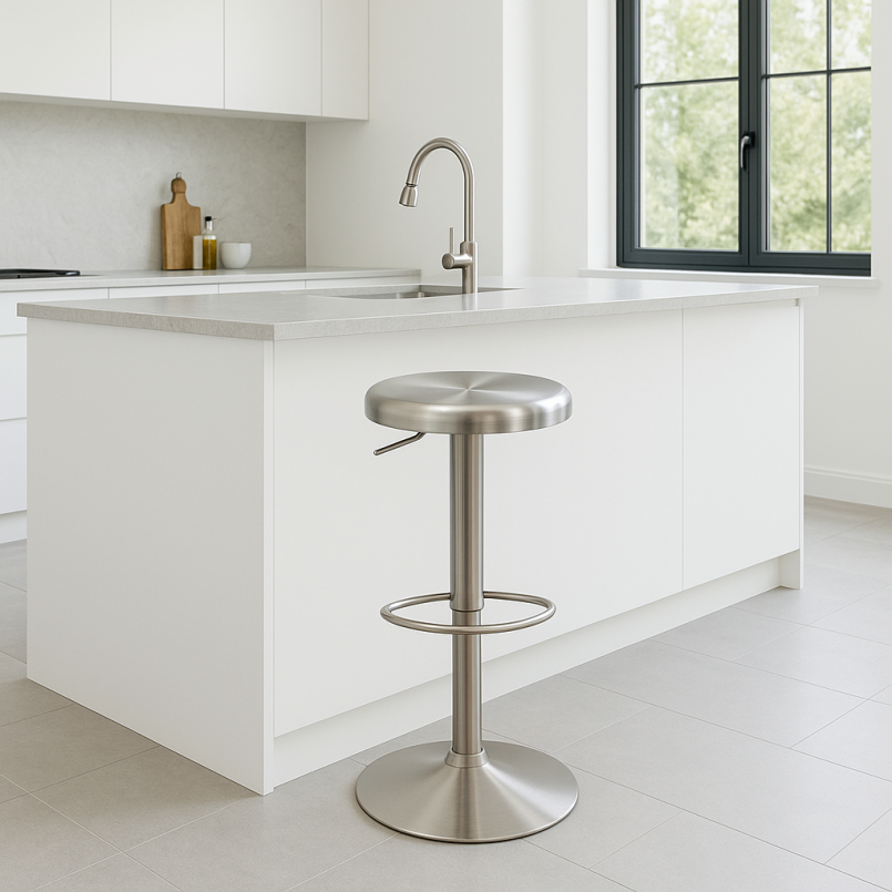 Tabouret de bar réglable en acier argenté - Kalea - Kare Design