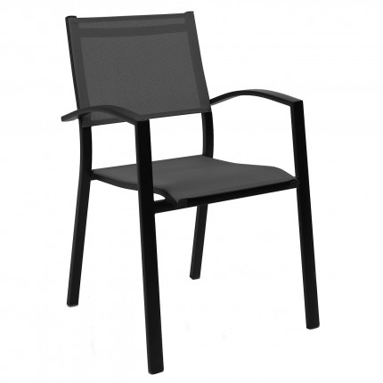 Chaise de jardin avec accoudoirs Ronda noire Gescova