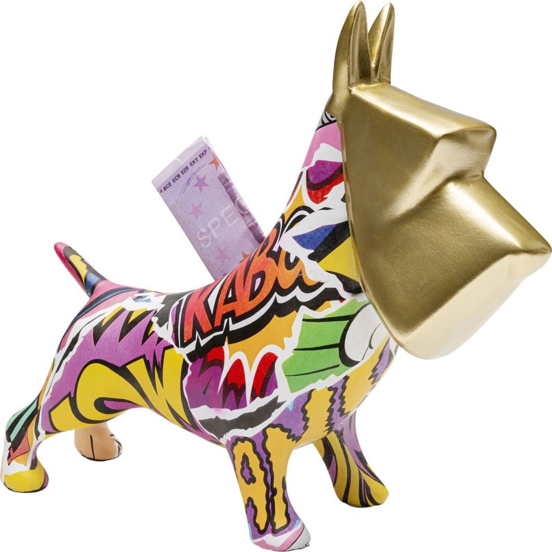 Tirelire chien graffitis multicolores - Kare Design