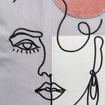 Coussin gris visage femme Kare Design