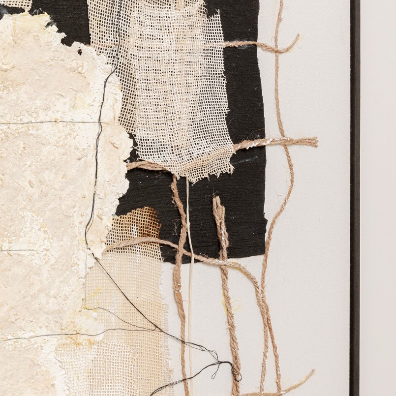 Tableau abstrait beige texturé carré - Arty Collage - Kare Design
