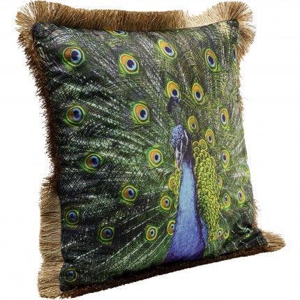 Coussin à franges paon Kare Design