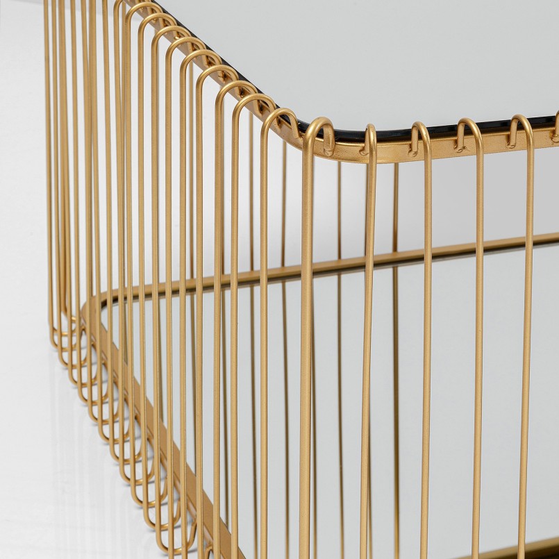 Coffee table in gilded steel and mirrored glass - Wire Double - Kare Design