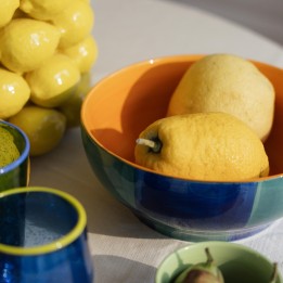 Coupe en grès bleu et jaune - Capri - Kare Design