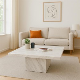 Table basse carrée effet marbre blanc - Artistico - Kare Design