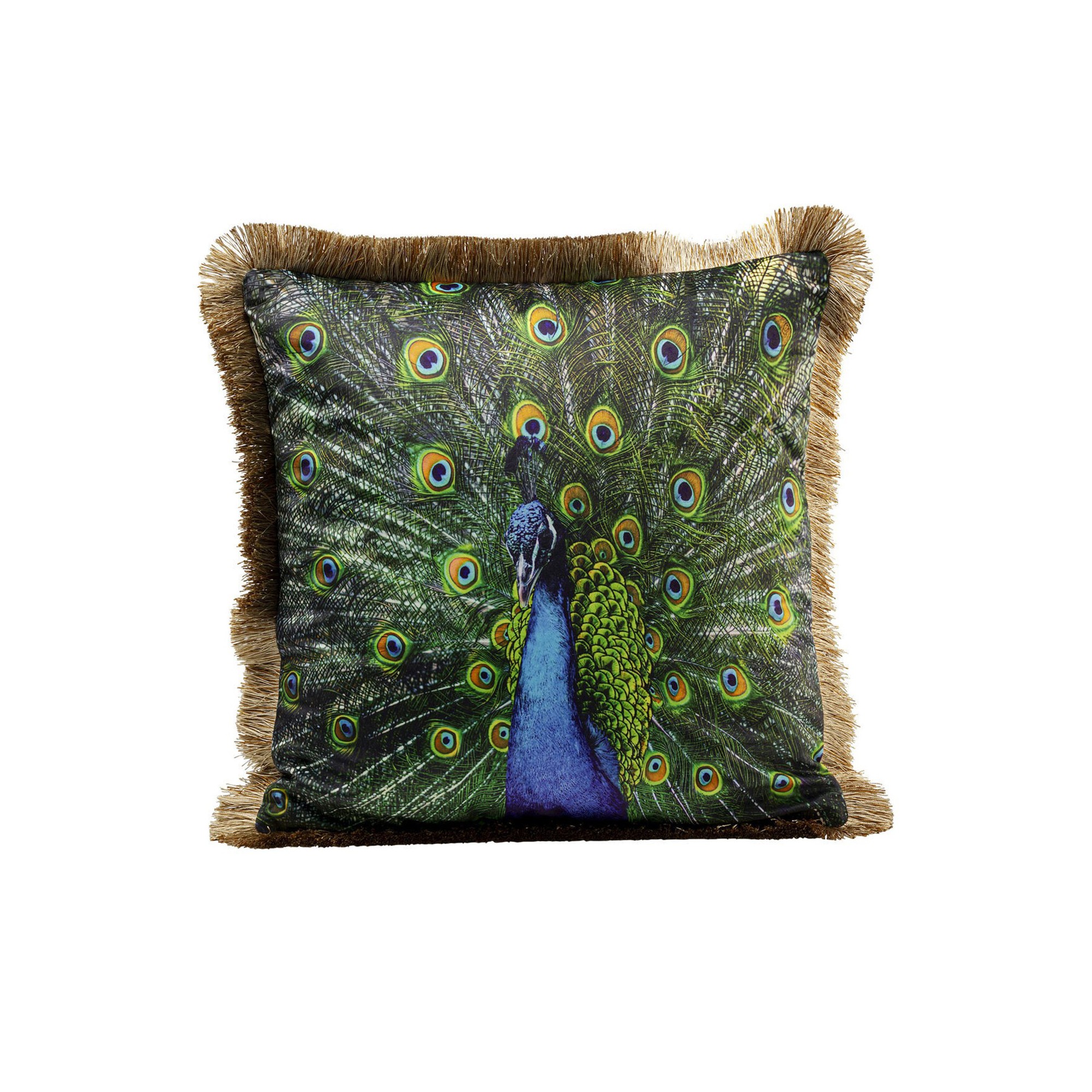 Coussin à franges paon Kare Design
