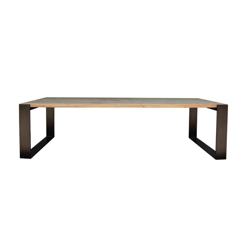 Table de jardin en teck recyclé et acier noir - Alice - Gescova