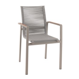 Chaise de jardin grise avec accoudoirs en teck - Aruba - Gescova