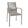 Chaise de jardin grise avec accoudoirs en teck - Aruba - Gescova