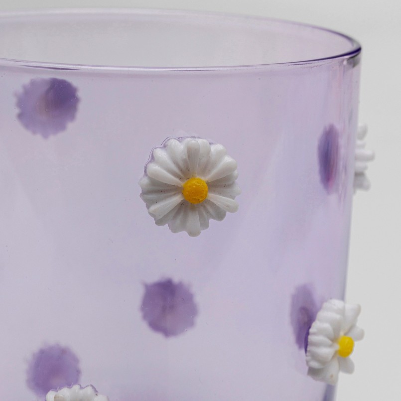 Verres à eau violets fleurs en relief - Party Flowers - Kare Design