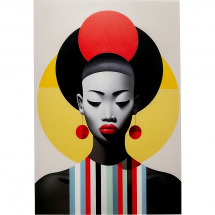 Glass Picture retro red woman 80x120cm Kare Design