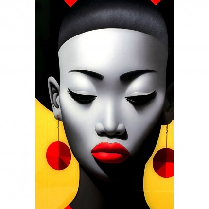 Glass Picture retro red woman 80x120cm Kare Design