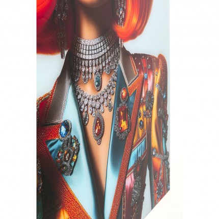Tableau en verre femme bijoux 100x100cm Kare Design
