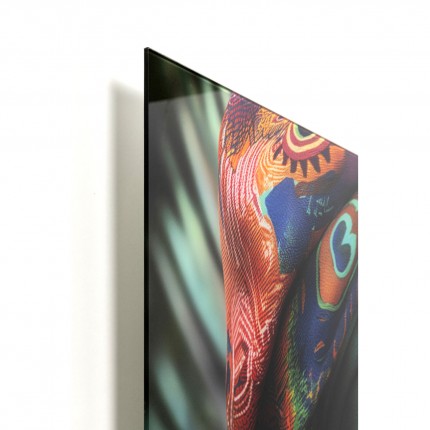 Tableau en verre femme paon 100x100cm Kare Design