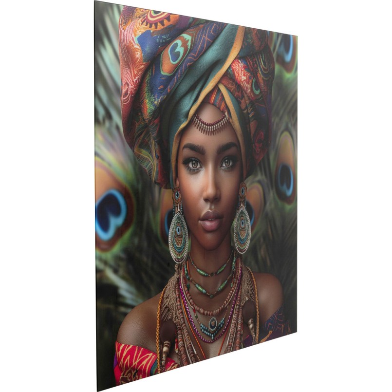 Tableau en verre femme paon - Kare Design