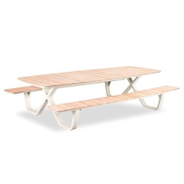 Table de pique-nique en aluminium et teck - Mary - Gescova