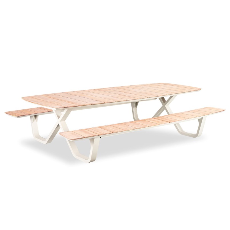 Table de pique-nique en aluminium et teck - Mary - Gescova