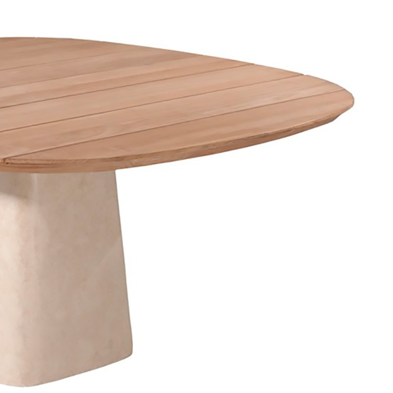Table de jardin carrée en ciment et teck - Tiago - Gescova