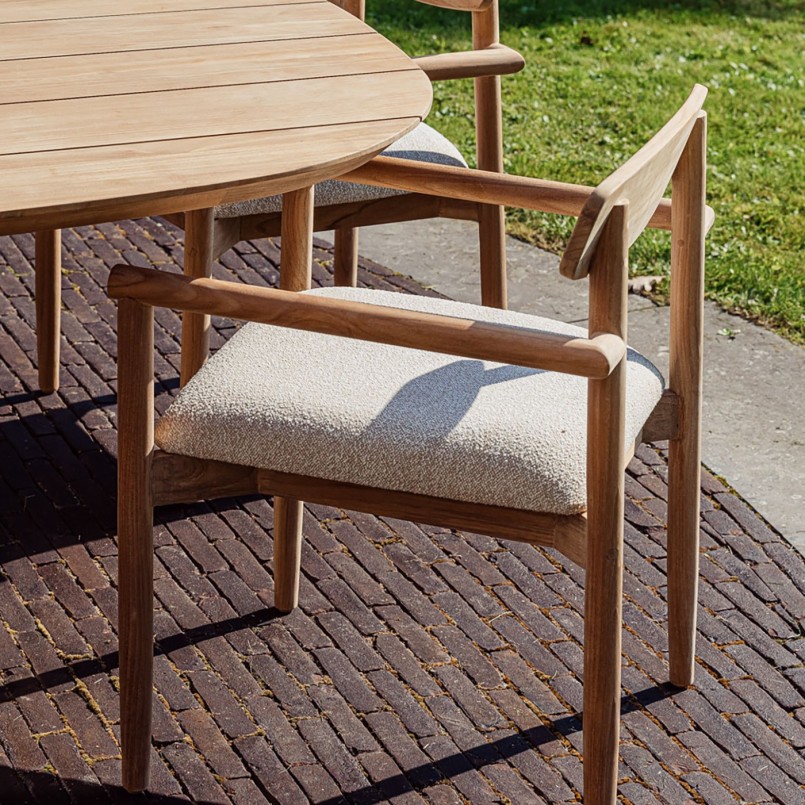 Table de jardin carrée en ciment et teck - Tiago - Gescova