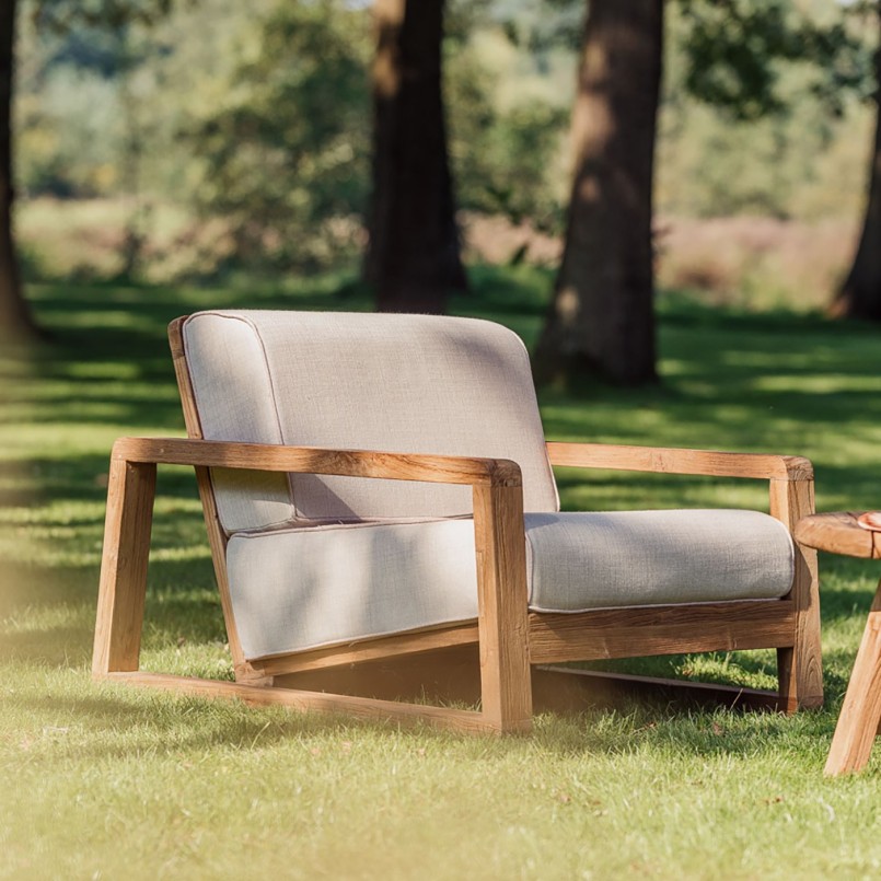 Fauteuil de jardin en teck et tissu - London - Gescova