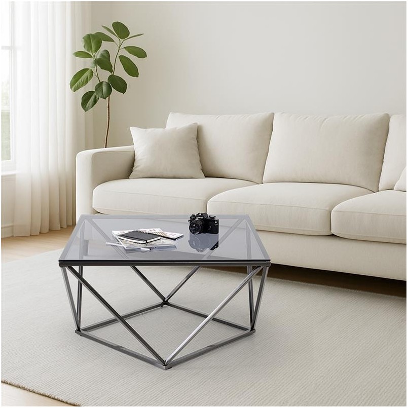 Table basse moderne en verre et acier - Cristallo - Kare Design