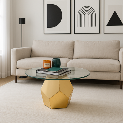 Table basse Ricchezza 90cm dorée Kare Design
