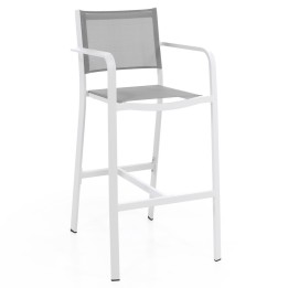 Tabouret de bar de jardin blanc avec accoudoirs - Poniente - Gescova