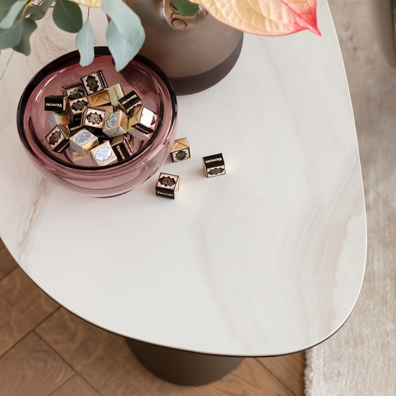 Side table in white stoneware and black steel - Paso - Kare Design