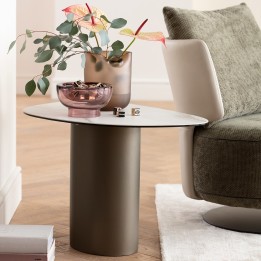 Table d'appoint en grès blanc et acier noir - Paso - Kare Design