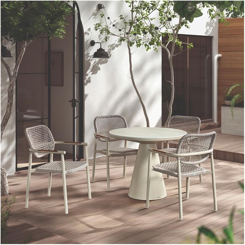 Chaise de jardin beige avec accoudoirs - Midleton - Gescova