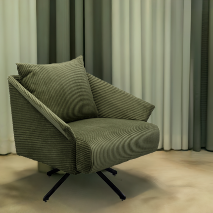 Fauteuil pivotant Milo velours vert Kare Design Fauteuil pivotant Milo velours vert Kare Design