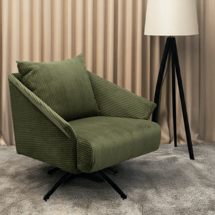 Fauteuil pivotant Milo velours vert Kare Design