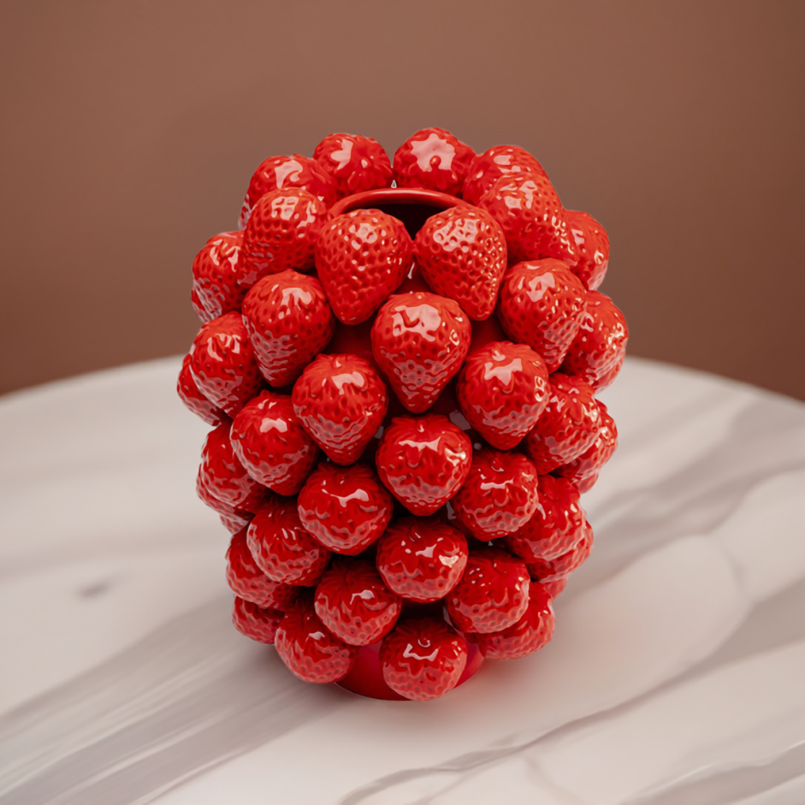 Porcelain red strawberry vase - Kare Design