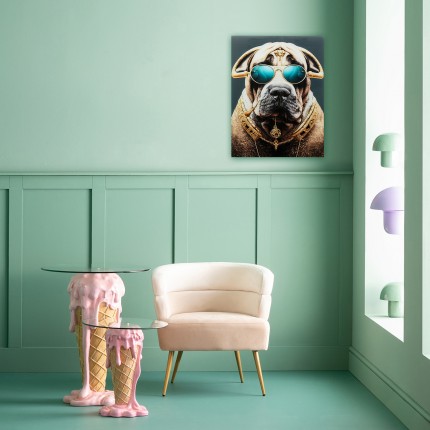 Tableau en verre chien lunettes 60x80cm Kare Design
